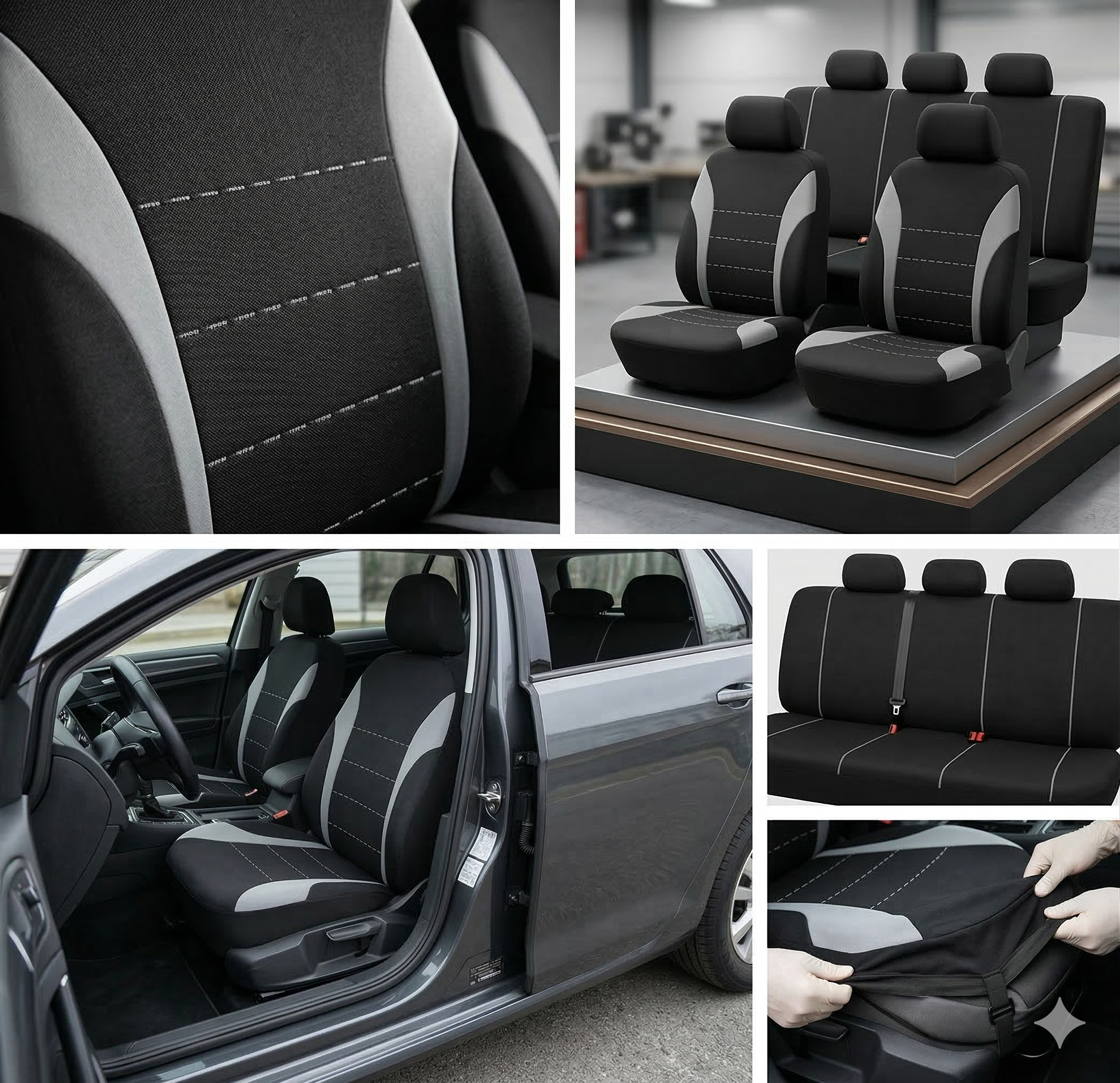 Uniwersalne Pokrowce Samochodowe na Fotele – Kompletny Zestaw Przód + Tył | Ochrona Tapicerki