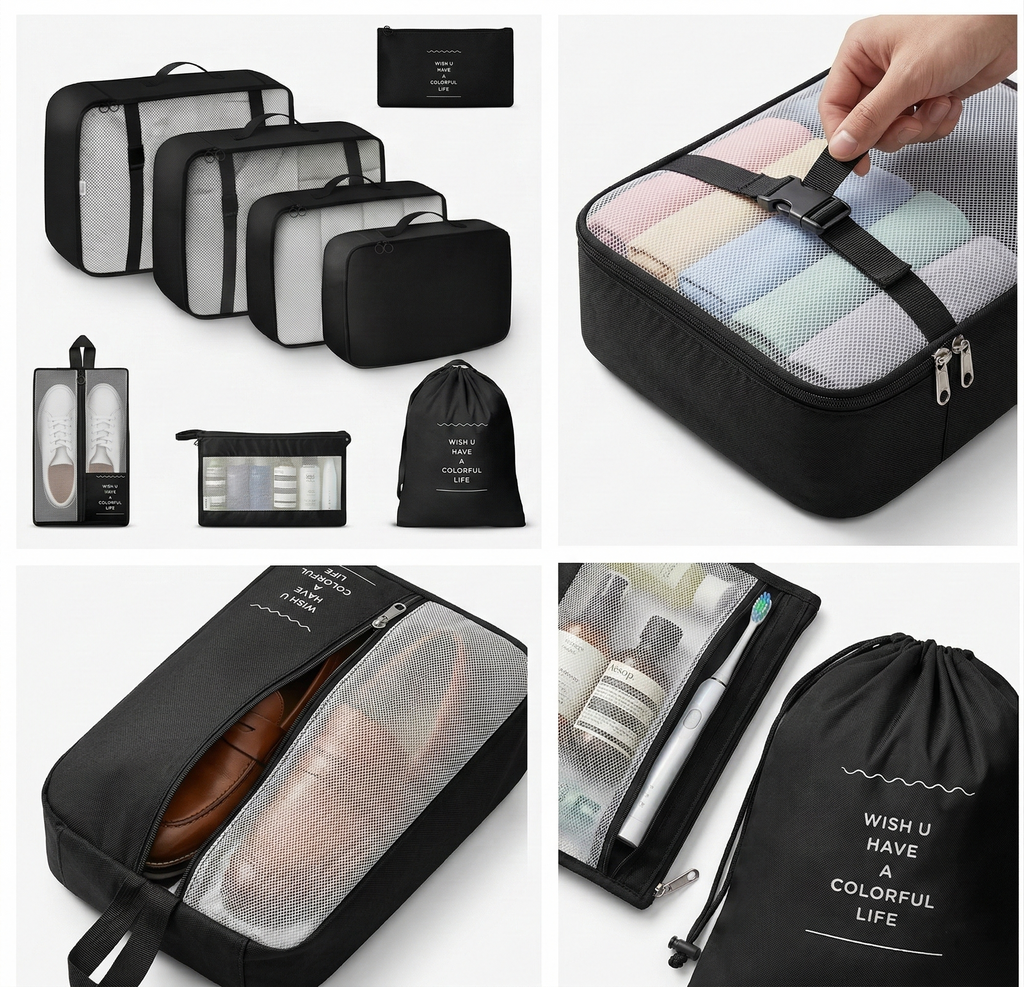 Zestaw Organizerów do Walizki 8-Elementów – Travel Packing Cubes