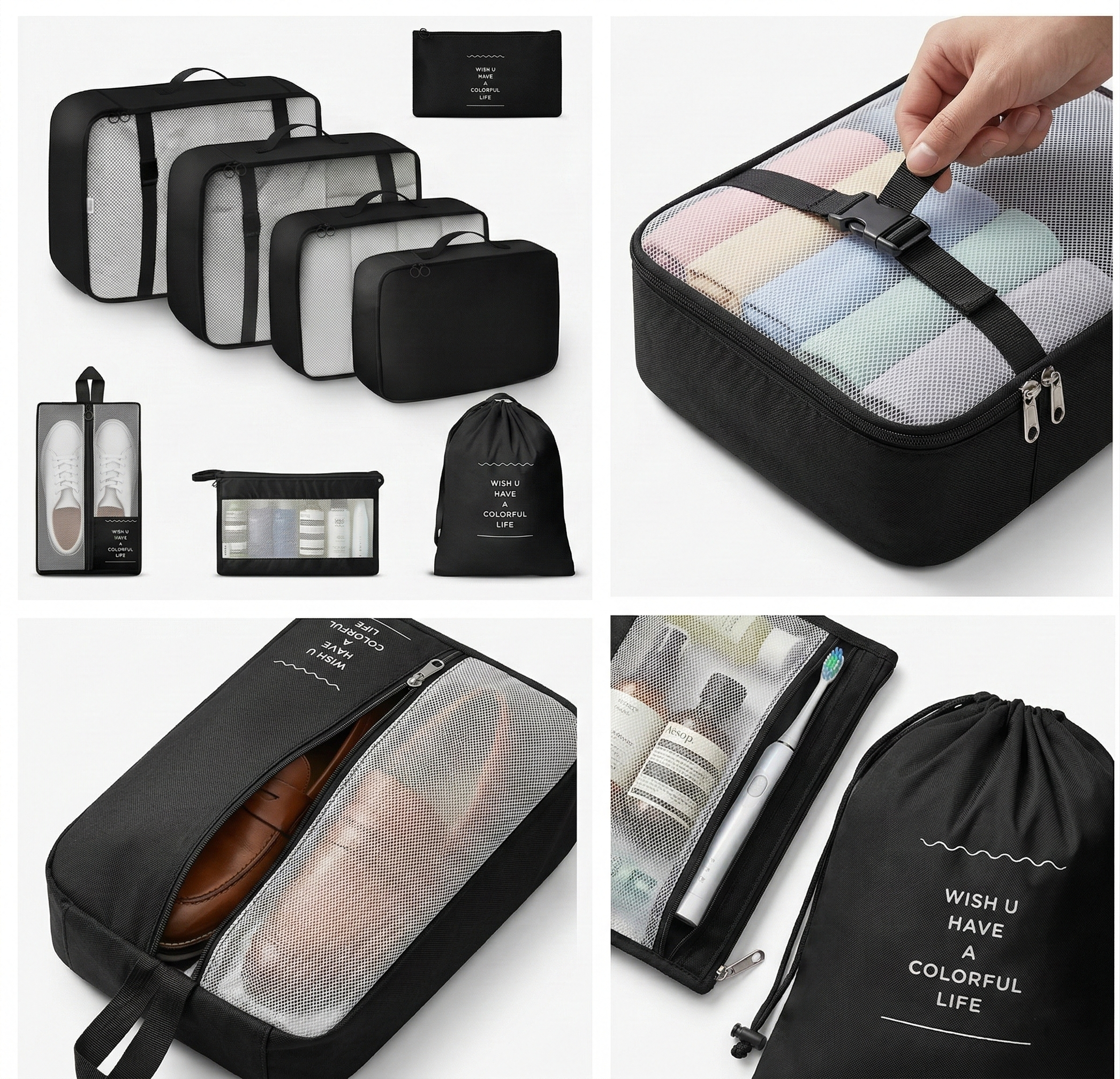 Zestaw Organizerów do Walizki 8-Elementów – Travel Packing Cubes